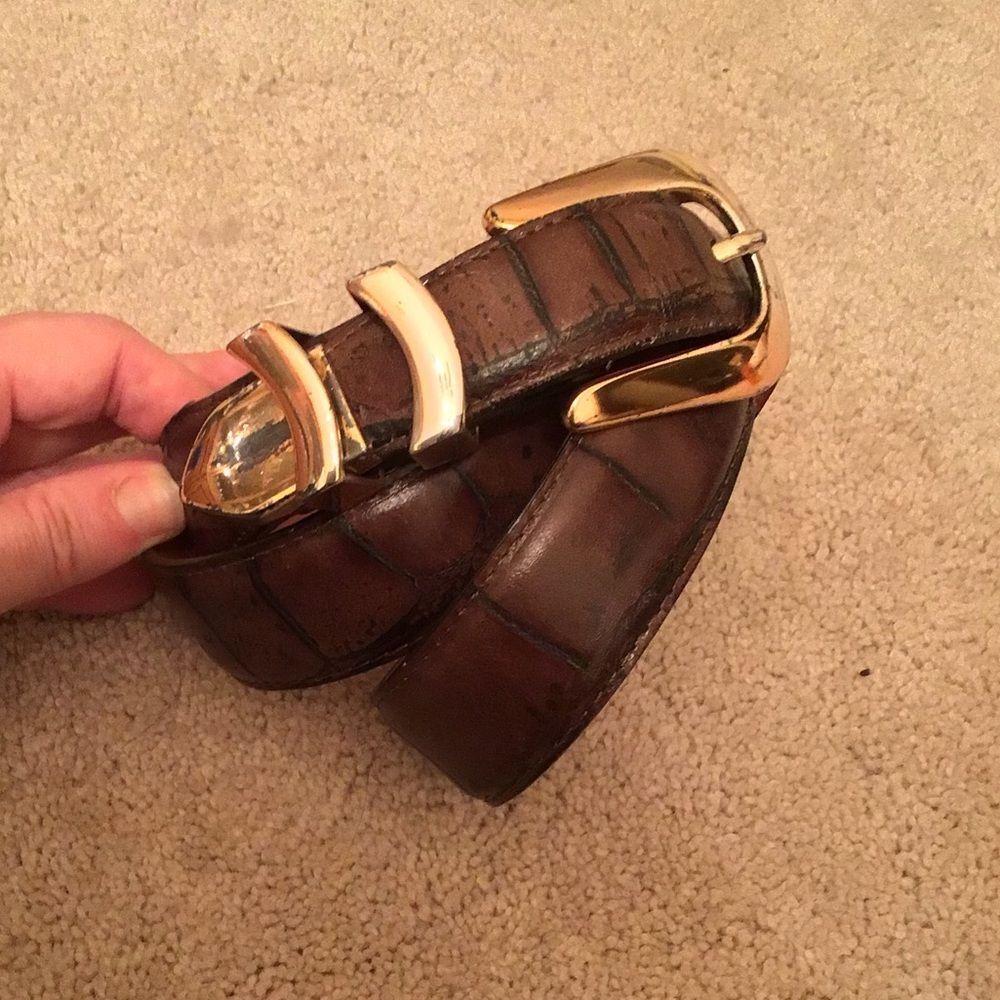 Vintage genuine ONYX by BRIGHTON brown leather belt unisex